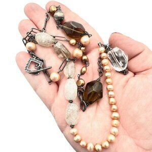 Silpada Womens Necklace Sterling Silver Champagne Pearl Quartz Necklace N1421